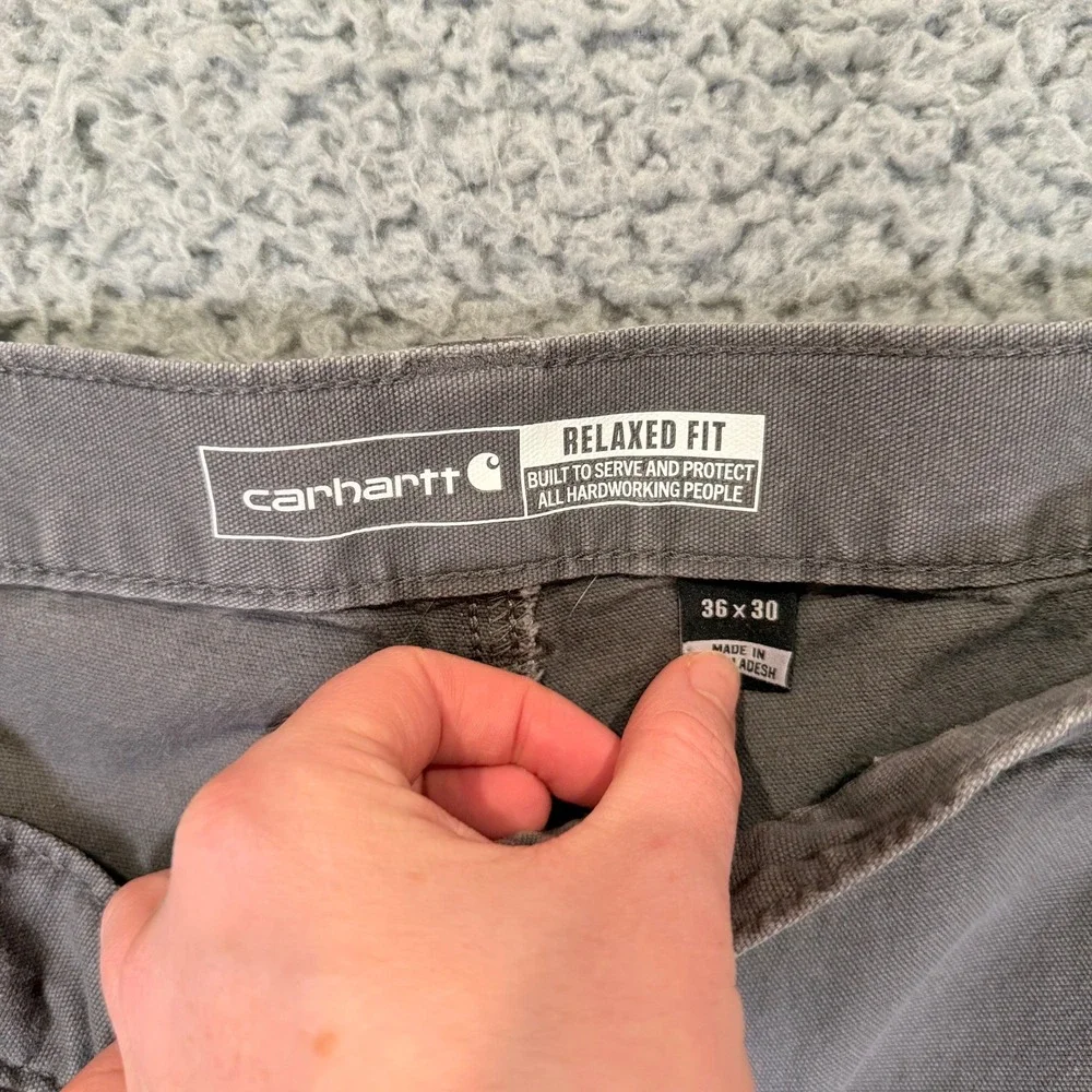 Carhartt Carpenter Pants Mens 36x30 Gray Cotton Canvas Relaxed Fit Workwear Y2K